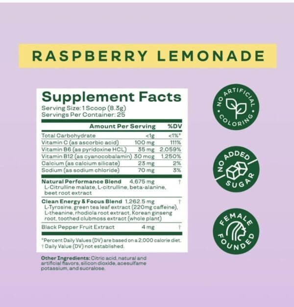 BLOOM HIGH ENERGY PRE WORKOUT RASPBERRY LEMONADE - Image 2
