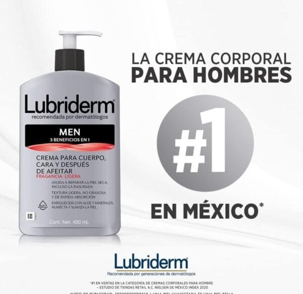 LUBRIDERM Crema Corporal Lubriderm® Men con Fragancia 400 ml - Image 3