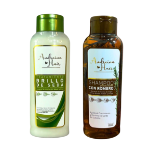 Andreina Hair l Shampoo Romero y Tratamiento Brillo de Seda l Two Pack